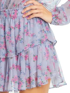 LoveShackFancy Purple silk floral mini skirt